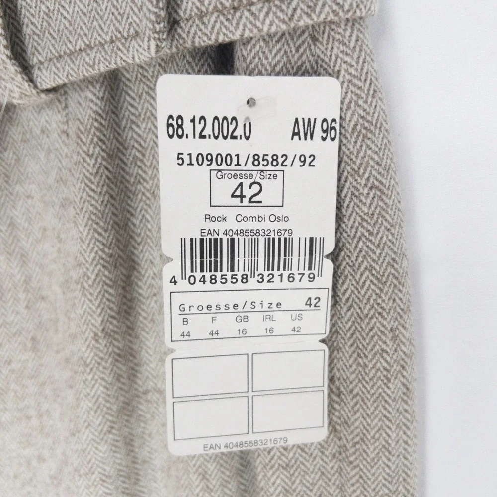 Vintage Marcona Wool Herringbone CBK Belted Pleated Euro Skirt Women 12 NWT $165 - Picture 7 of 16